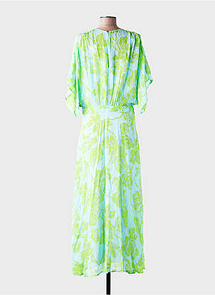 Rochie lungă imprimeu fantezie mâneci scurte verde ESSENTIEL ANTWERP femeie