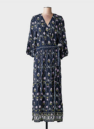 Rochie lungă imprimeu fantezie mâneci 3/4 albastru BA&SH femeie