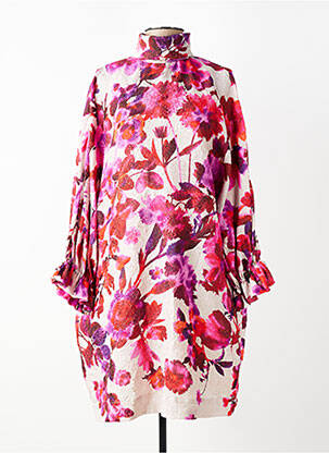 Rochie midi imprimeu fantezie mâneci lungi roz ESSENTIEL ANTWERP femeie