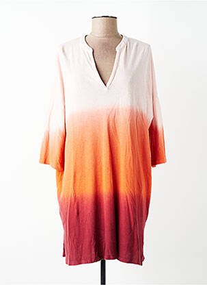 Rochie midi mâneci 3/4 mâneci 3/4 portocalie MAJESTIC FILATURES femeie
