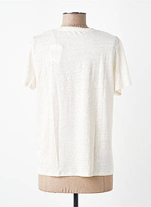Tricou guler în v mâneci scurte bej MAJESTIC FILATURES femeie