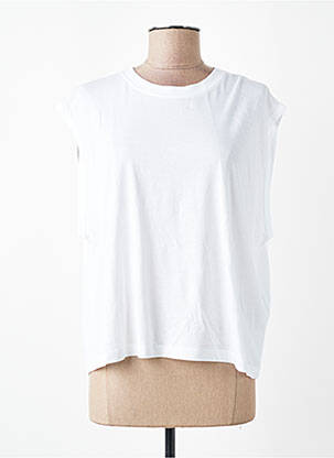 Tricou croială dreaptă mâneci scurte alb SESSUN femme