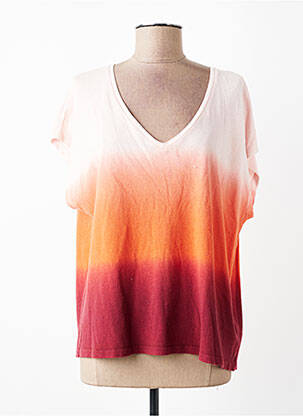Tricou croială dreaptă mâneci scurte portocalie MAJESTIC FILATURES femeie