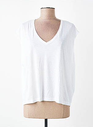Tricou croială dreaptă mâneci scurte alb SESSUN femme