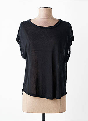 Tricou croială dreaptă mâneci scurte negru MAJESTIC FILATURES femeie
