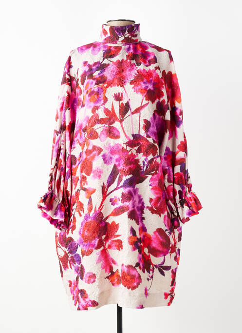 Rochie midi imprimeu fantezie mâneci lungi roz ESSENTIEL ANTWERP femme