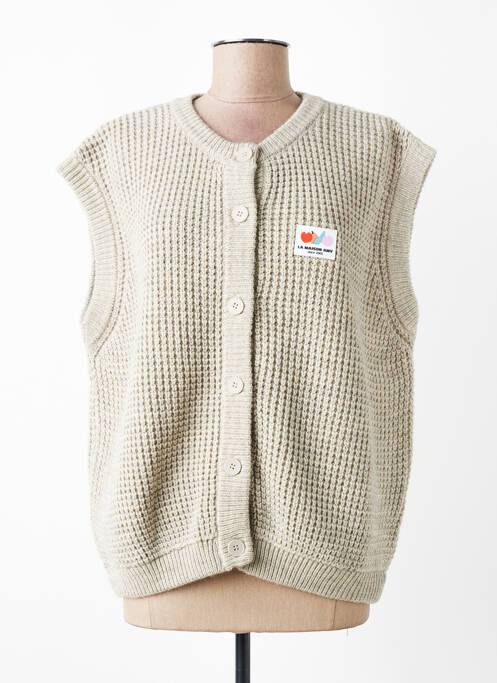 Vestă cu mâneci scurte tricotaj din plasă bej AMERICAN VINTAGE femme