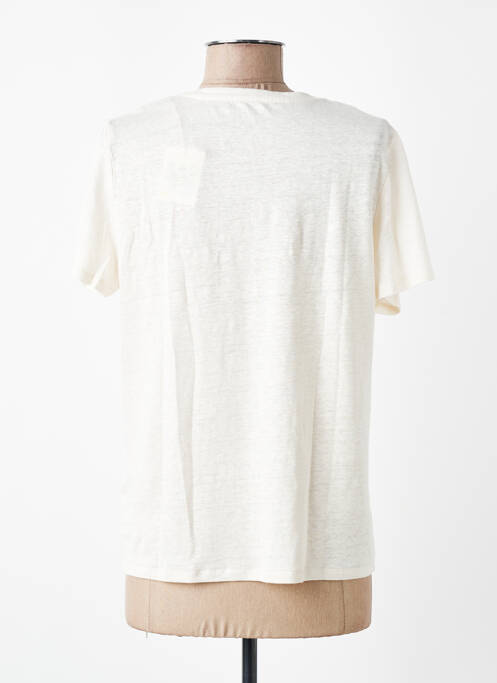 Tricou guler în v mâneci scurte bej MAJESTIC FILATURES femme