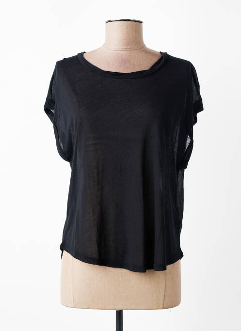 Tricou croială dreaptă mâneci scurte negru MAJESTIC FILATURES femme