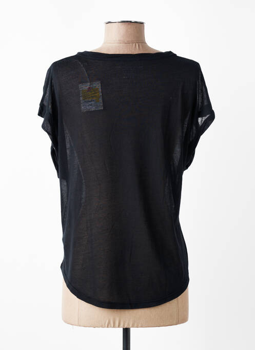 Tricou croială dreaptă mâneci scurte negru MAJESTIC FILATURES femme