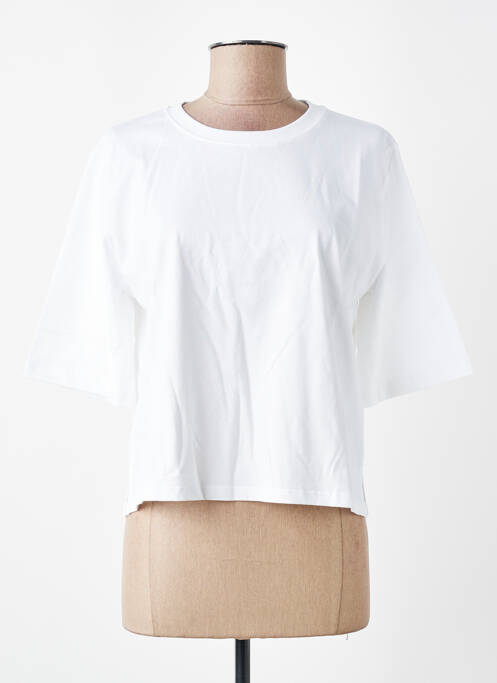 Tricou croială dreaptă mâneci scurte alb SESSUN femme