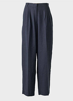 Pantalon drept țesătură poplin talie înaltă albastru SESSUN femme