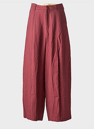 Pantalon larg țesătură poplin talie înaltă roșu AMERICAN VINTAGE femeie