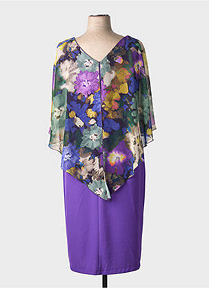 Rochie midi imprimeu fantezie mâneci scurte violet SPG WOMAN femeie