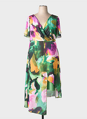 Rochie midi imprimeu fantezie mâneci scurte verde SPG WOMAN femeie