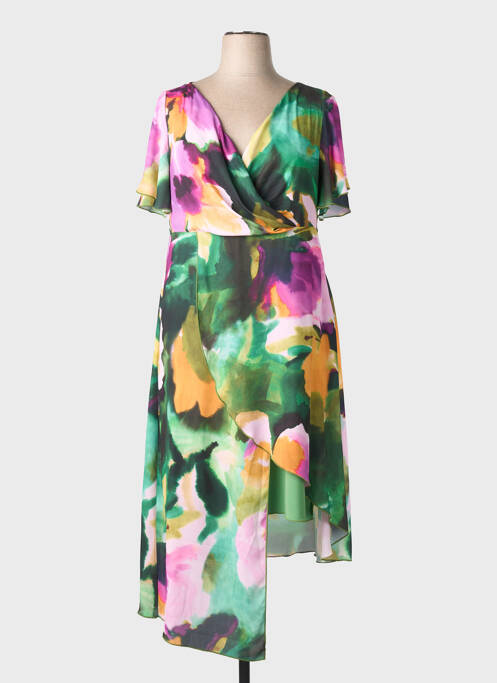 Rochie midi imprimeu fantezie mâneci scurte verde SPG WOMAN femme