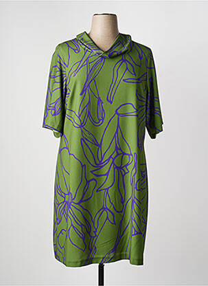 Rochie midi imprimeu fantezie mâneci scurte verde SPG WOMAN femeie