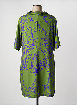 Rochie midi imprimeu fantezie mâneci scurte verde SPG WOMAN femeie