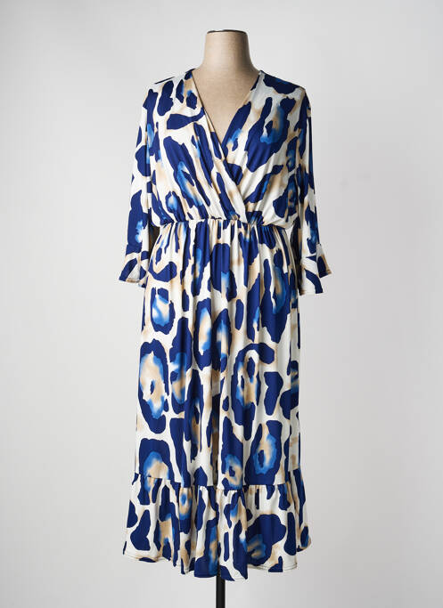 Rochie midi croială fluidă mâneci lungi albastru 2W PARIS femme