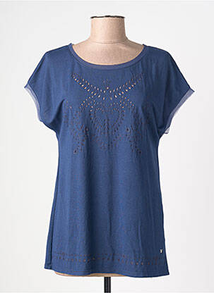 Tricou croială dreaptă mâneci scurte albastru KATMAI femeie