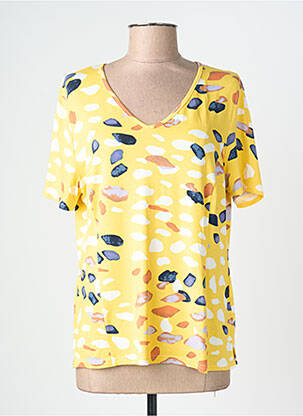 Tricou imprimeu fantezie mâneci scurte galben FRANCE RIVOIRE femeie
