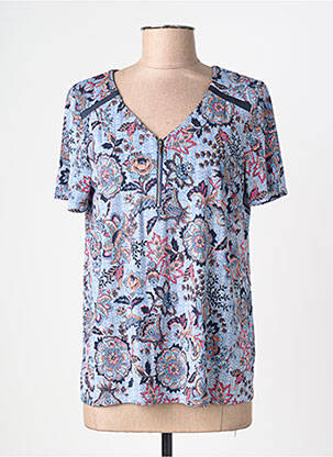 Tricou imprimeu fantezie mâneci scurte albastru DIANE LAURY femeie