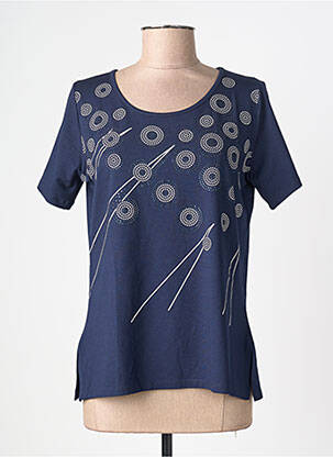 Tricou imprimeu fantezie mâneci scurte albastru FRANCE RIVOIRE femeie