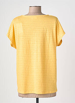 Tricou guler în v mâneci scurte galben C'EST BEAU LA VIE femeie