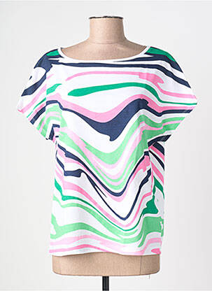 Tricou croială dreaptă mâneci scurte alb MARBLE femeie