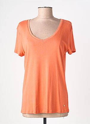 Tricou guler în v mâneci scurte portocaliu C'EST BEAU LA VIE femme