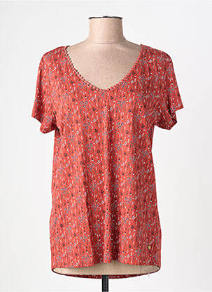 Tricou imprimeu fantezie mâneci scurte roșu C'EST BEAU LA VIE femme