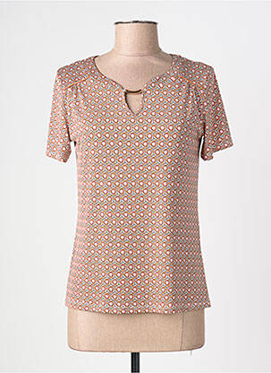 Tricou imprimeu fantezie mâneci scurte portocalie DIANE LAURY femeie