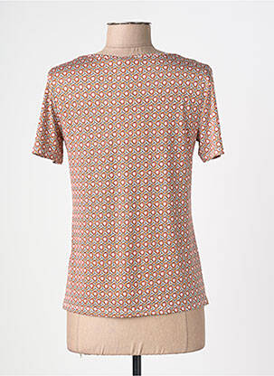 Tricou imprimeu fantezie mâneci scurte portocalie DIANE LAURY femeie