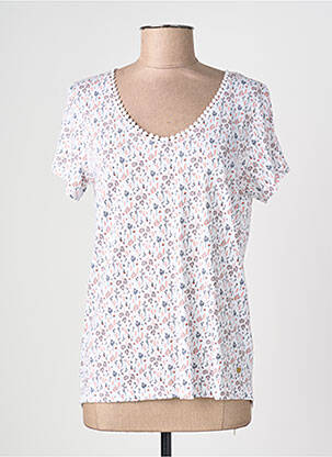 Tricou croială dreaptă mâneci scurte alb C'EST BEAU LA VIE femeie