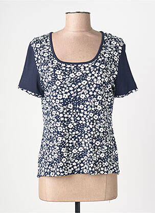 Tricou imprimeu fantezie mâneci scurte albastru FRANCE RIVOIRE femeie