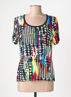 Tricou imprimeu fantezie mâneci scurte negru TELMAIL femeie
