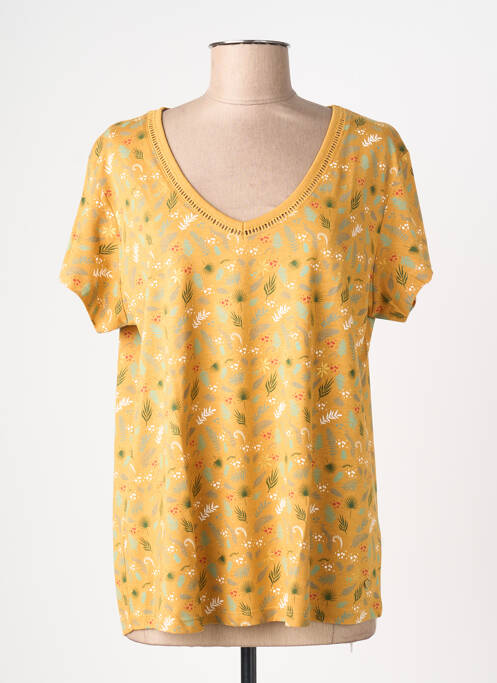 Tricou imprimeu fantezie mâneci scurte portocaliu C'EST BEAU LA VIE femme