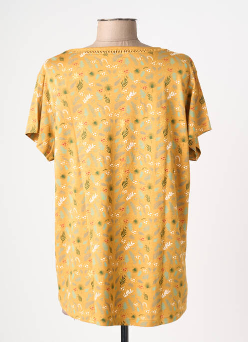Tricou imprimeu fantezie mâneci scurte portocaliu C'EST BEAU LA VIE femme