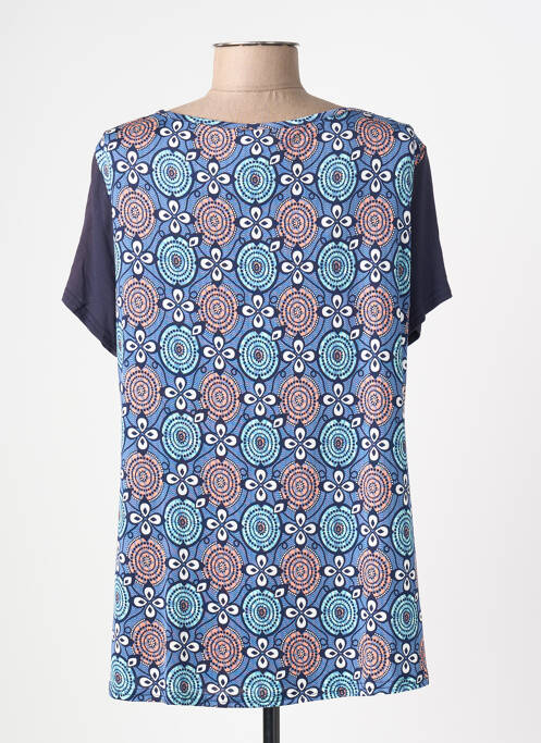 Top elasticitate mâneci scurte albastru PLURIELLES femme