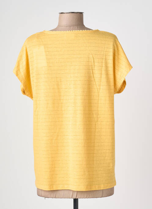 Tricou guler în v mâneci scurte galben C'EST BEAU LA VIE femme