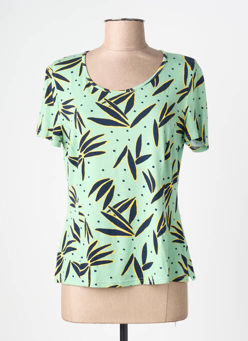 Tricou imprimeu fantezie mâneci scurte verde FRANCE RIVOIRE femme