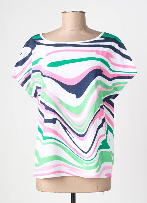 Tricou croială dreaptă mâneci scurte alb MARBLE femme