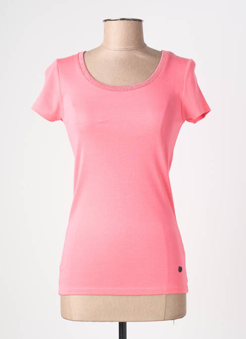 Tricou croială cambrată mâneci scurte roz C'EST BEAU LA VIE femme