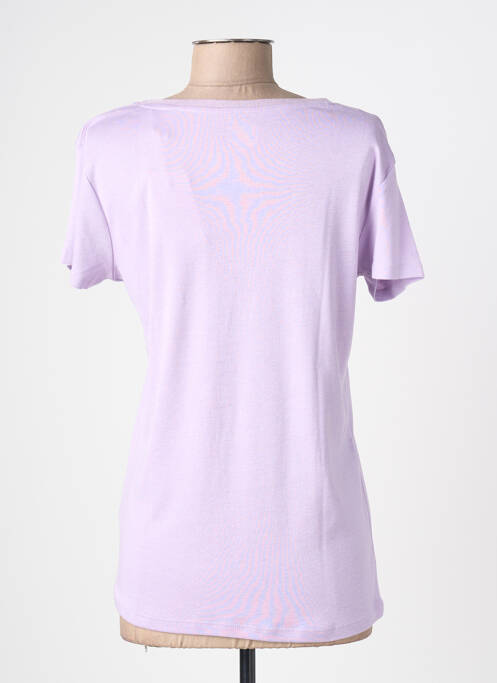 Tricou guler în v mâneci scurte violet C'EST BEAU LA VIE femme