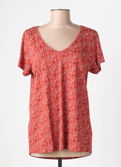 Tricou imprimeu fantezie mâneci scurte roșu C'EST BEAU LA VIE femme