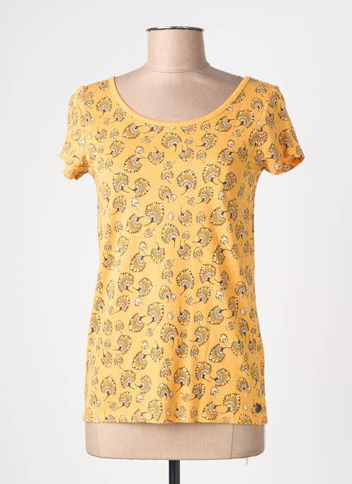 Tricou imprimeu fantezie mâneci scurte galben C'EST BEAU LA VIE femme
