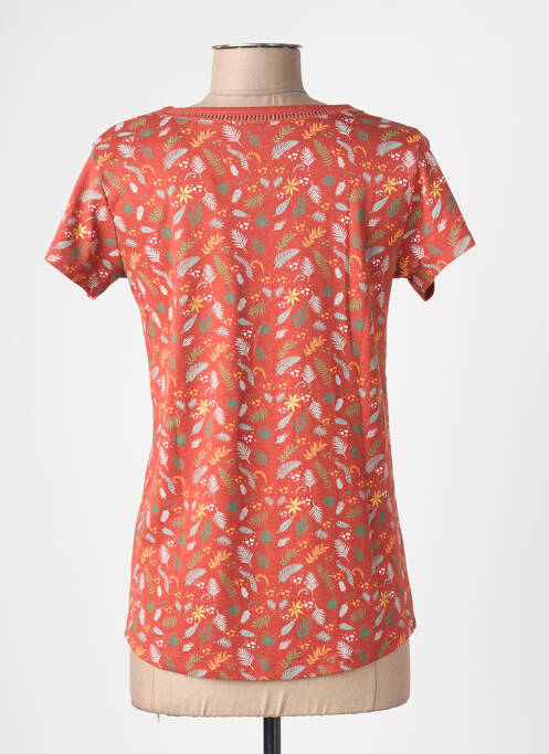 Tricou imprimeu fantezie mâneci scurte portocaliu C'EST BEAU LA VIE femme