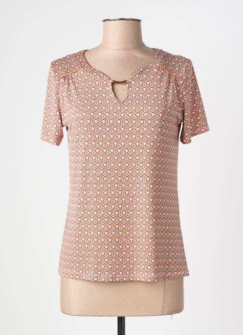 Tricou imprimeu fantezie mâneci scurte portocaliu DIANE LAURY femme
