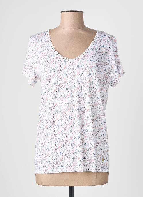 Tricou croială dreaptă mâneci scurte alb C'EST BEAU LA VIE femme