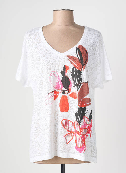 Tricou guler în v mâneci scurte alb TELMAIL femme